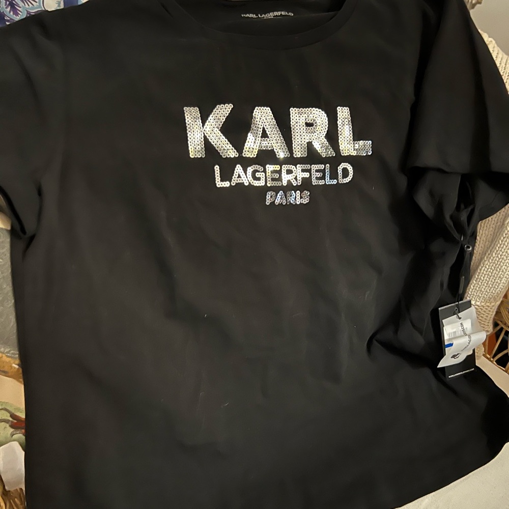 Limited Edition Sold Out Karl Lagerfeld Paris Women’s Black Embellished Shirt